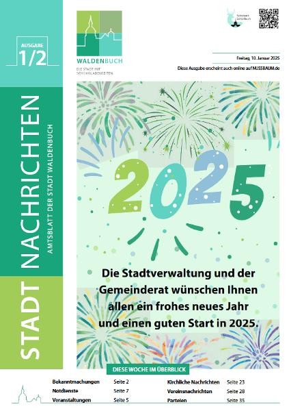 Ansichtsmuster der Titelseite Aktuelles Ansichtsmuster der Titelseite der Stadtnachrichten