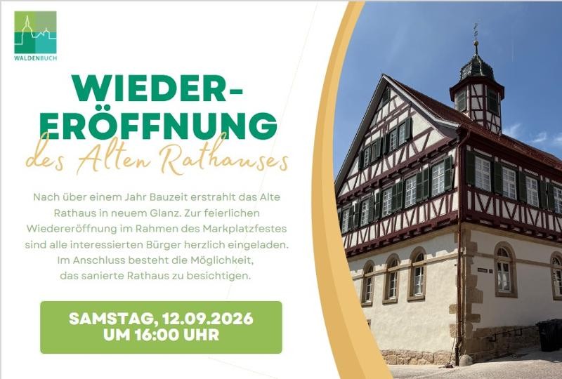 Einladung zur Wiedereröffnung des Alten Rathauses, 12.09.2026, 16 Uhr