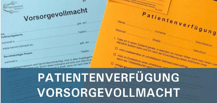 Papiere mit Patientenverfügung und Vorsorgevollmacht