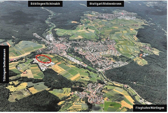 Luftbildaufnahme des Gewerbegebiets "westlich Bauhof"